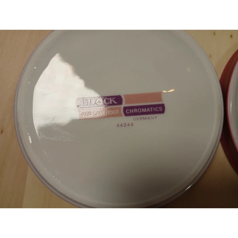 Vintage Block Chromatics Red Lavender Demi. Cup & Saucer Set  Gerald Gulotta MCM
